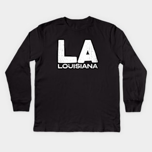 LA Louisiana State Vintage Typography Kids Long Sleeve T-Shirt